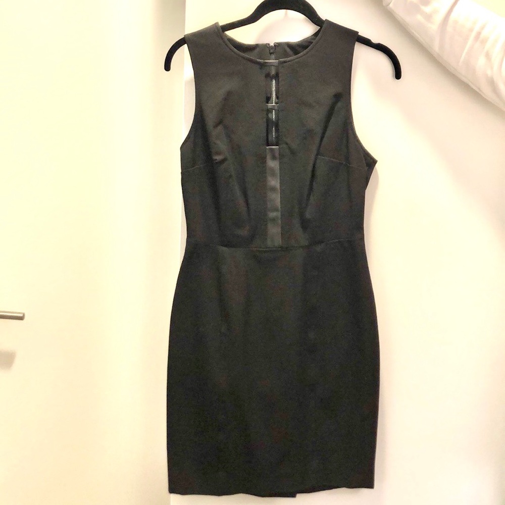 Banana Republic Black Sheath Dress Leather Insert